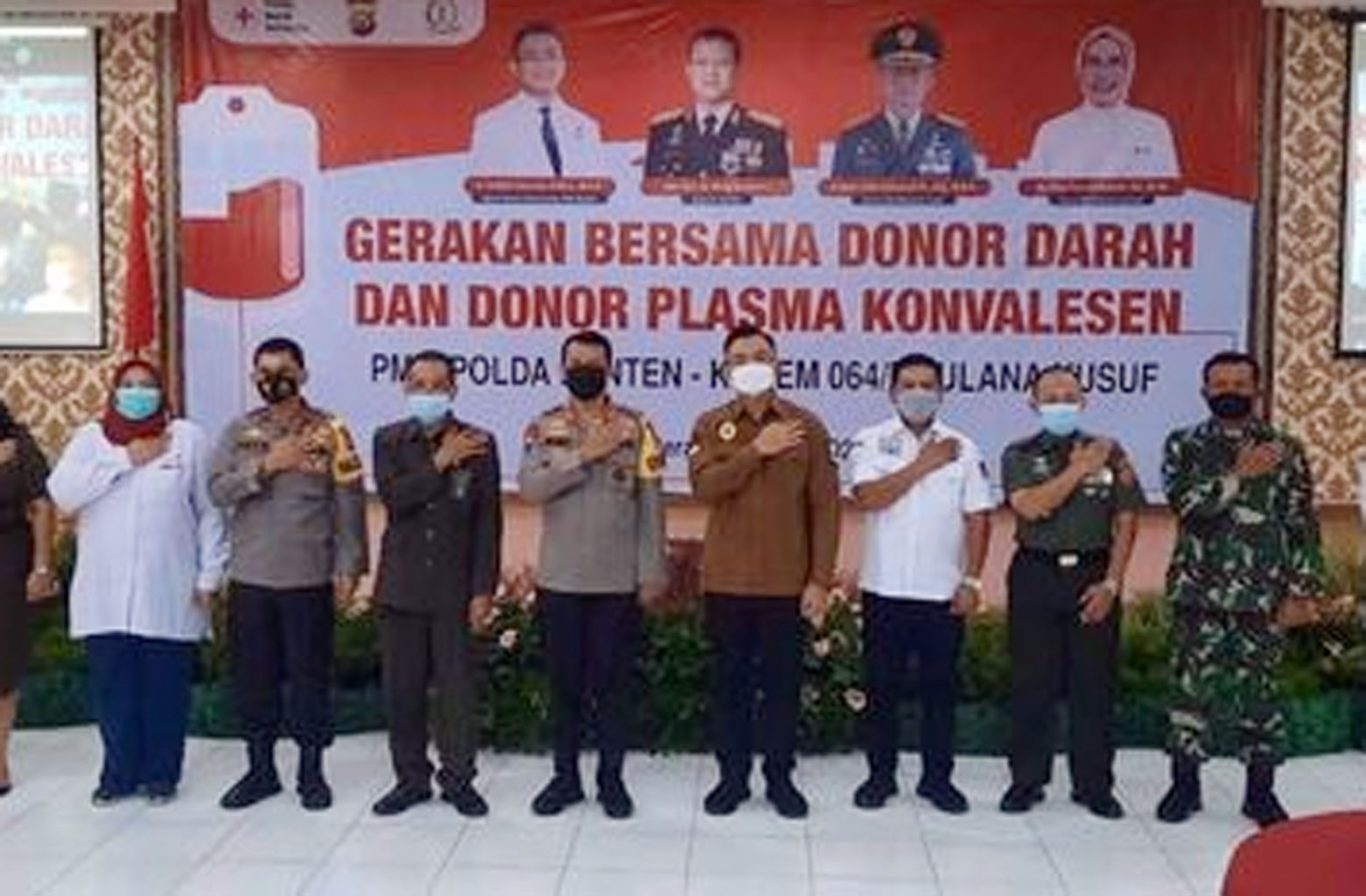 Pemprov Banten Apresiasi Gerakan Donor Darah Konvalesen PMI, Polda & Korem 064 MY