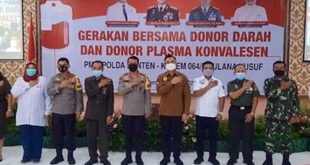 Pemprov Banten Apresiasi Gerakan Donor Darah Konvalesen PMI, Polda & Korem 064 MY