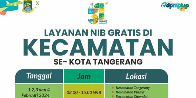 DPMPTSP Kota Tangerang Berikan Layanan NIB Gratis, Catat Tanggal dan Waktunya 