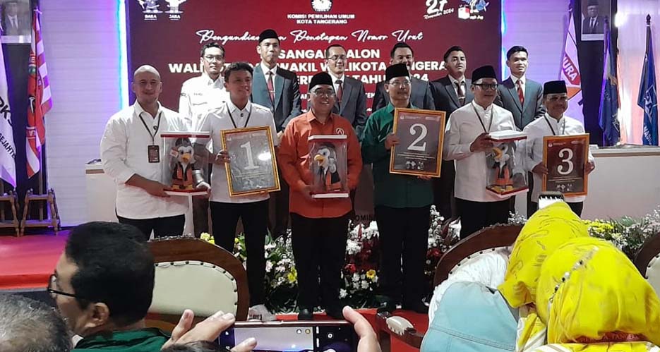 KPU Kota Tangerang Undi Nomer Urut Tiga Paslon Pilkada 2024