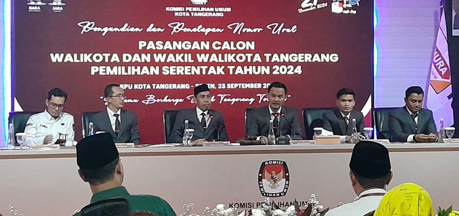 KPU Kota Tangerang Undi Nomer Urut Tiga Paslon Pilkada 2024