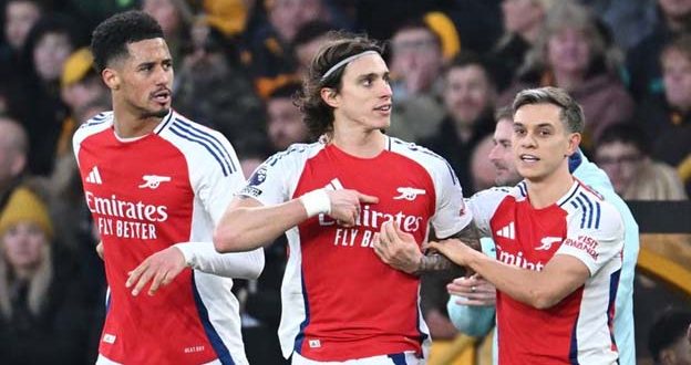 Calafiori Bawa Arsenal Kalahkan Wolverhampton 1-0 di Molineux