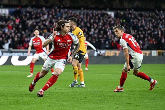 Calafiori Bawa Arsenal Kalahkan Wolverhampton 1-0 di Molineux